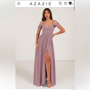NWT Rose Pink Long Formal Maxi Dress Slit Bridesmaid, Wedding Guest, Prom Azazie